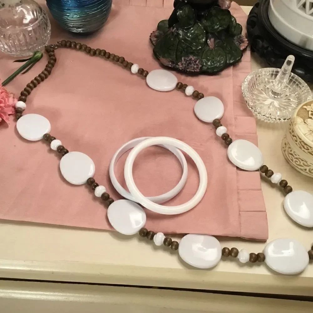 Wood and Acrylic Necklace and Bracelets Set